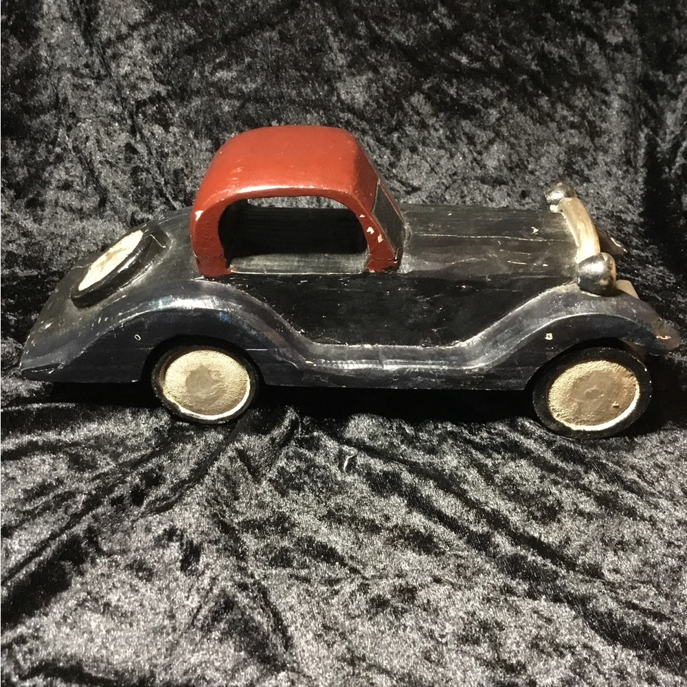 Pottery Barn Decorative Wood Vintage Car Red/Black